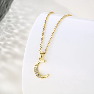 18K gold-plated C-letter necklace with sparkling cubic zirconia on a dainty cable chain