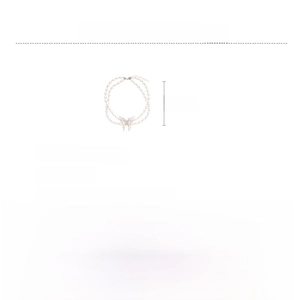 Size chart for double-layered pearl butterfly necklace with weight and length dimensions