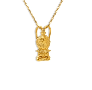 Detailed close-up of 3D gold-plated stainless steel Wukong pendant on a white background