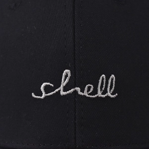 Classic washed cotton baseball cap in black with white shell embroidery detail