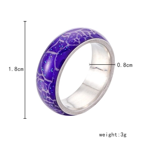 Anello luminoso in acciaio inossidabile con trama coccodrillo viola e glitter blu