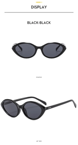 Front and side views of stylish black cat eye sunglasses with UV protection lenses