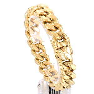 Bracelet Collier Maille Gourmette Acier Inoxydable Hip Hop Street Fashion Punk Bijoux Pour Hommes