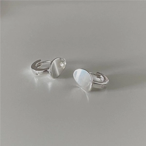 Minimalist 925 sterling silver hoop earrings with oval geometric charms for women