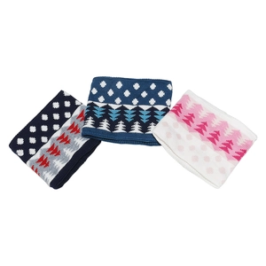 Winter kids knit hat and scarf set featuring snowflake patterns and warm tree textures