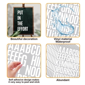 Macro view showing waterproof vinyl letter stickers with self-adhesive backing