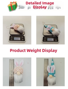 Detail view showing Easter gnome plush dimensions with height measurement and 14g product weight