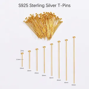 S925 Sterling Silver T-Head Pins Flat Round Head Headpins For DIY Jewelry Making Findings Anti Allergy Handcrafted Supplies