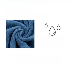 Detail showing the ultra-soft blue cotton fiber loops and high water absorption structure