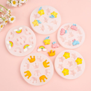 Stampi in silicone rosa pastello con luna, stelle e arcobaleno per creazioni fai-da-te