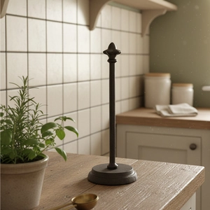 Portarotolo verticale vintage in ghisa per decorazioni domestiche in stile rustico