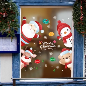 Stickers de Noël avec Père Noël et bonhomme de neige pour décoration de fenêtres