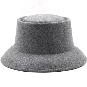 Women's Wool Felt Bucket Hat Autumn Winter Fashion Warm Retro Fedora Hat Simple Flat Top Cloche Hat For Casual Sunshade
