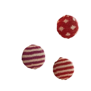Three-piece knitted Christmas tree ornaments set with red and white festive patterns