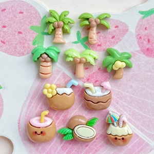 Accessoires En Résine Mini Cocotier Jus De Coco Style Plage D'été DIY Pour Coque De Téléphone Pinces À Cheveux