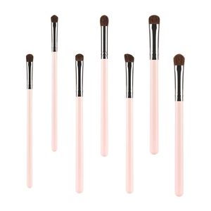 7-piece pink professional horse hair eye makeup brush set for smoky eye shadow blending