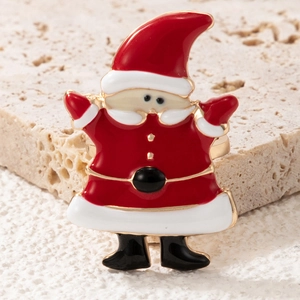 Detail of Christmas Santa Claus enamel ring with red and white oil drip finish