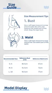 Guide des tailles pour t-shirt de yoga manches longues avec mesures buste et taille