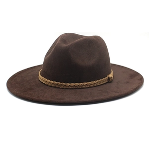 Chapeau de cowboy western classique en daim marron foncé avec bande tressée décorative
