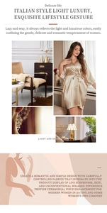 Detailed views of champagne silk bathrobe in elegant Italian luxury style for women