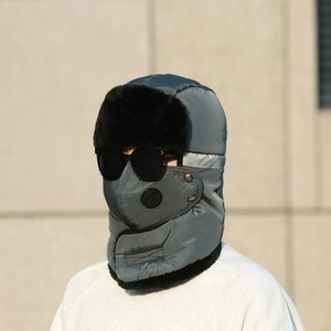 Bonnet d'aviateur d'hiver pour hommes et femmes avec doublure polaire et masque respiratoire
