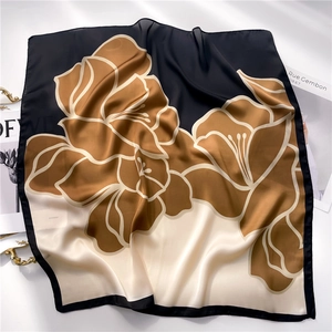 Floral Square Scarf Faux Satin Satin Neck Scarf Women French Style Elegant Chic Patterned Head Wrap Color Block