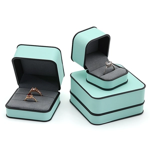 Tiffany blue jewelry gift box set with black trim for rings and necklaces