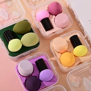Makeup Sponge With Handle Mushroom Head Water Drop Slant Cut Hydrophilic Polyurethane Soft Beauty Blender Storage Box