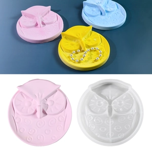 Moule en silicone hibou détaillé avec texture nette pour plateau de bijoux DIY et plâtre