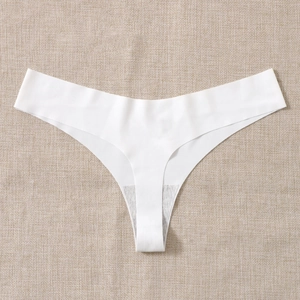 Seamless high-elastic white sports thong for women with cotton lining for gym fitness