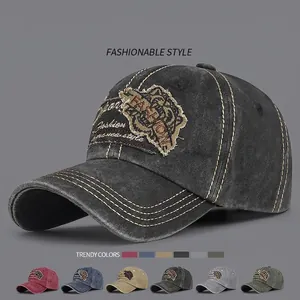 Casquette De Baseball En Coton Lavé Vintage Patch Brodé Distressed Ajustable Chapeau De Soleil Sport