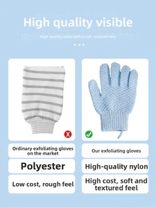 Nahaufnahme der Premium-Nylon-Peelinghandschuhe mit Wellenstruktur und weicher Textur