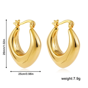 Detailed size chart of chunky hollow 18K gold hoop earrings with dimensions and weight