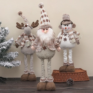 Weihnachts Plüschpuppe Ornament Strickstoff Ausziehbare Beine Weihnachtsmann Schneemann Rentier Nordische Heimdekoration