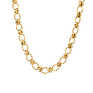 Minimalist gold-plated stainless steel chain necklace with interlocking links for women
