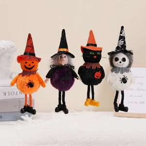 Ornamenti da Appendere per Bambole in Peluche di Halloween Zucca Strega Fantasma Gatto Nero Decorazioni Spaventose per Feste Bar Casa
