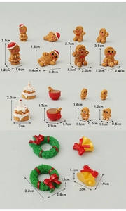 Detailed size specifications for Christmas dollhouse miniatures including gingerbread man