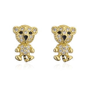 Elegantes pendientes de tigre chapados en oro de 18 quilates con circonitas brillantes