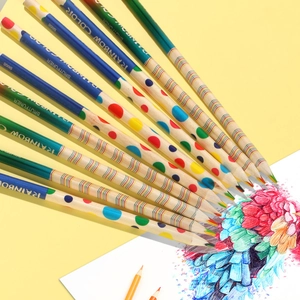 Rainbow core triangular colored pencils with multi-color lead for creative drawing