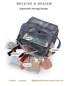 Flachbild des grauen Canvas-Rucksacks mit geräumigen Fächern für Tablet und Zubehör