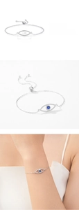 Dettaglio del bracciale regolabile in argento 925 occhio del diavolo con misure indicate