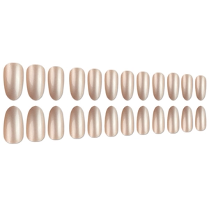 Champagne gold almond press on nails with pearlescent shimmer finish in 24pcs set