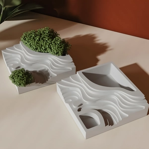 3D τοπογραφικό καλούπι σιλικόνης για γλάστρες παχύφυτων με κυματιστό στρωμένο σχέδιο