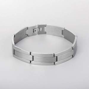 Bracciale a catena hip hop da uomo in acciaio inossidabile con chiusura a scatto