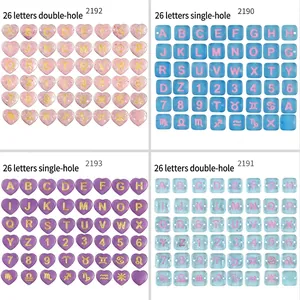 Letter and number resin charms for DIY jewelry making with glitter finish and holes