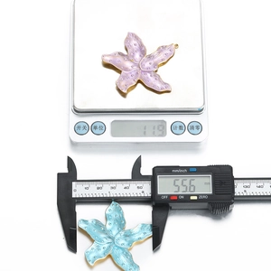 55mm stainless steel enamel flower pendant for DIY jewelry, purple and blue floral charms