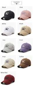 Quick-dry baseball caps shown in nine distinct colors with custom embroidery