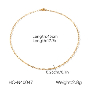 Détails de la chaîne en acier inoxydable plaqué or 18K avec dimensions et poids