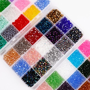 DIY jewelry kit with colorful faceted 4mm crystal glass beads in a 15-grid storage box