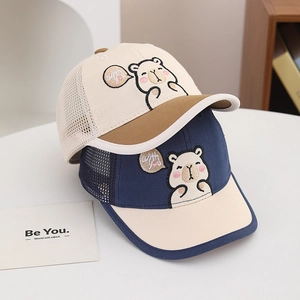 Cappello da baseball in rete per bambini Capybara con ricamo di orso e protezione solare
